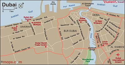 Map of Dubai, UAE