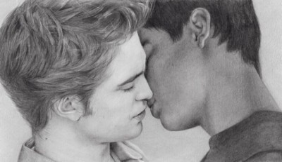 Edward Cullen and Jacob Black kissing